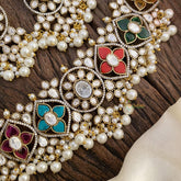 Premium Navrathna Victorian Diamond High Neck Choker - VV1331